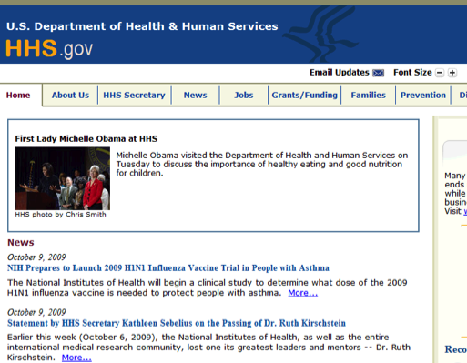 US Depart. of Health and Human Services Web Site
